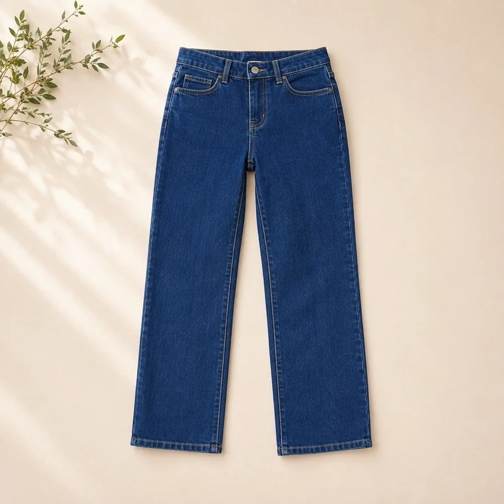 Cat & Jack Girls Kids Size 16 Straight Leg Jeans Dark Wash Adjustable Waist NWT